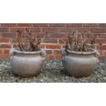 A pair of Compton Pottery buff terracotta urns