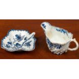 A small 18th century possibly Liverpool pickle dish and a possibly Worcester cream jug