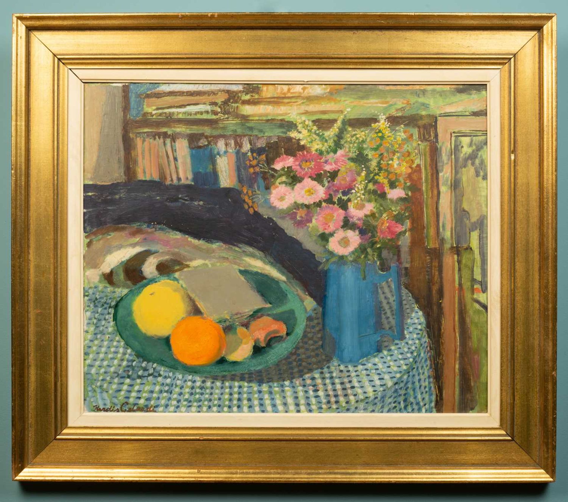 Herdis Gelardi (Danish, b.1916-d.1991), 'Still life of flowers and fruits' - Image 2 of 5