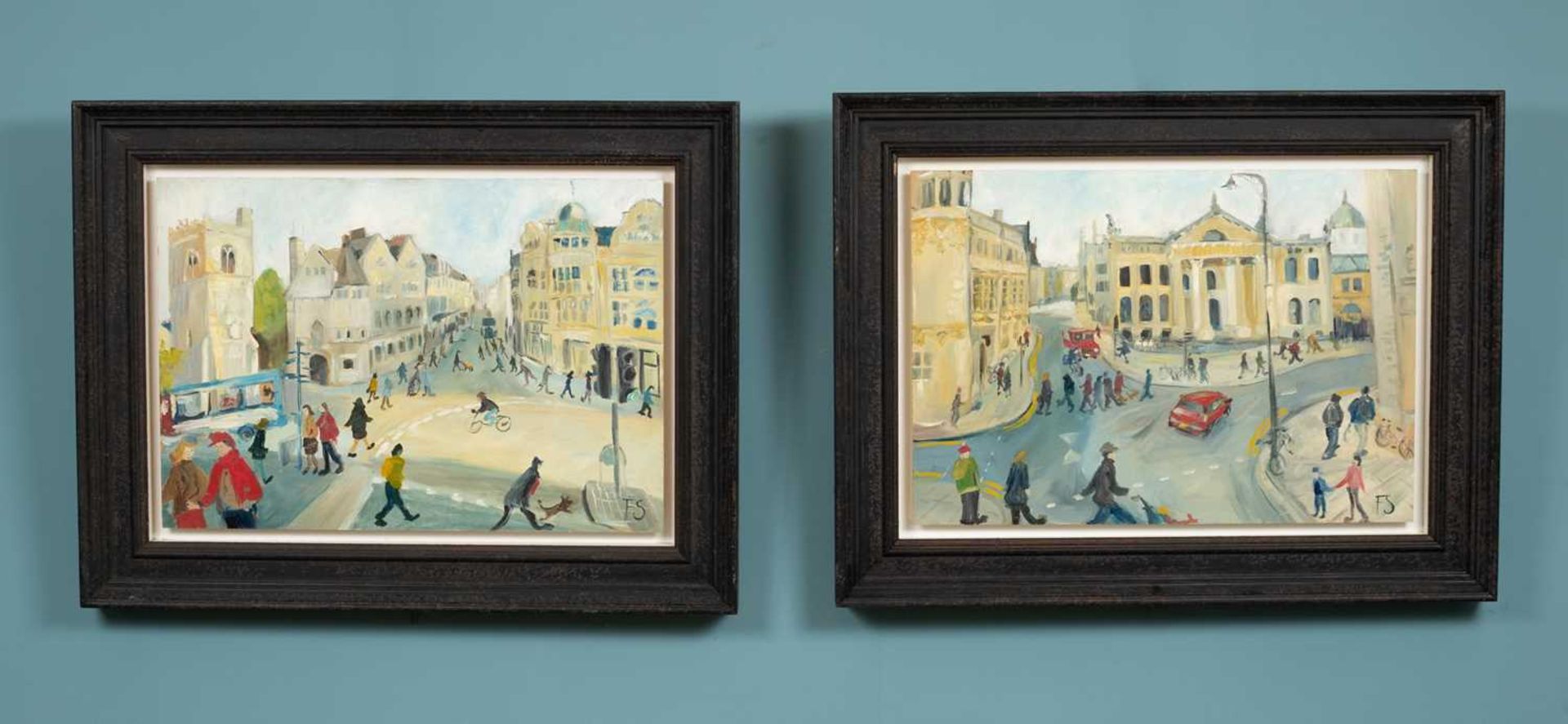 20th century British school, Two Oxford street scene paintings