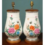 A pair of Chinese porcelain table lamps