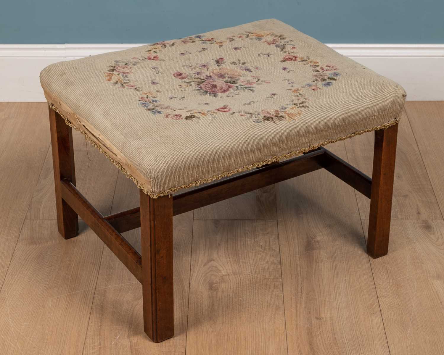 A Georgian rectangular dressing stool