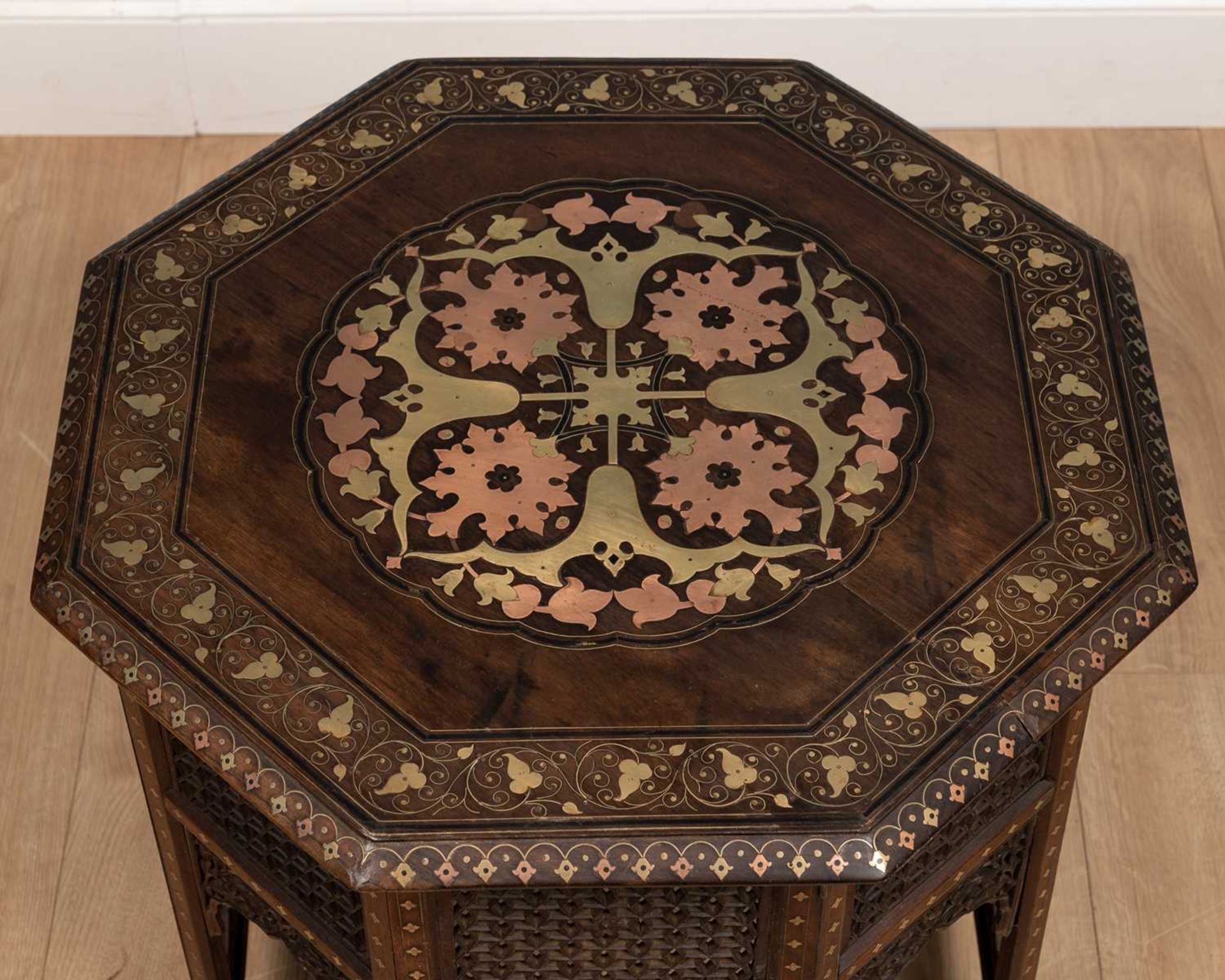 A late 19th century style Anglo-Indian octagonal folding coffee table - Image 2 of 9