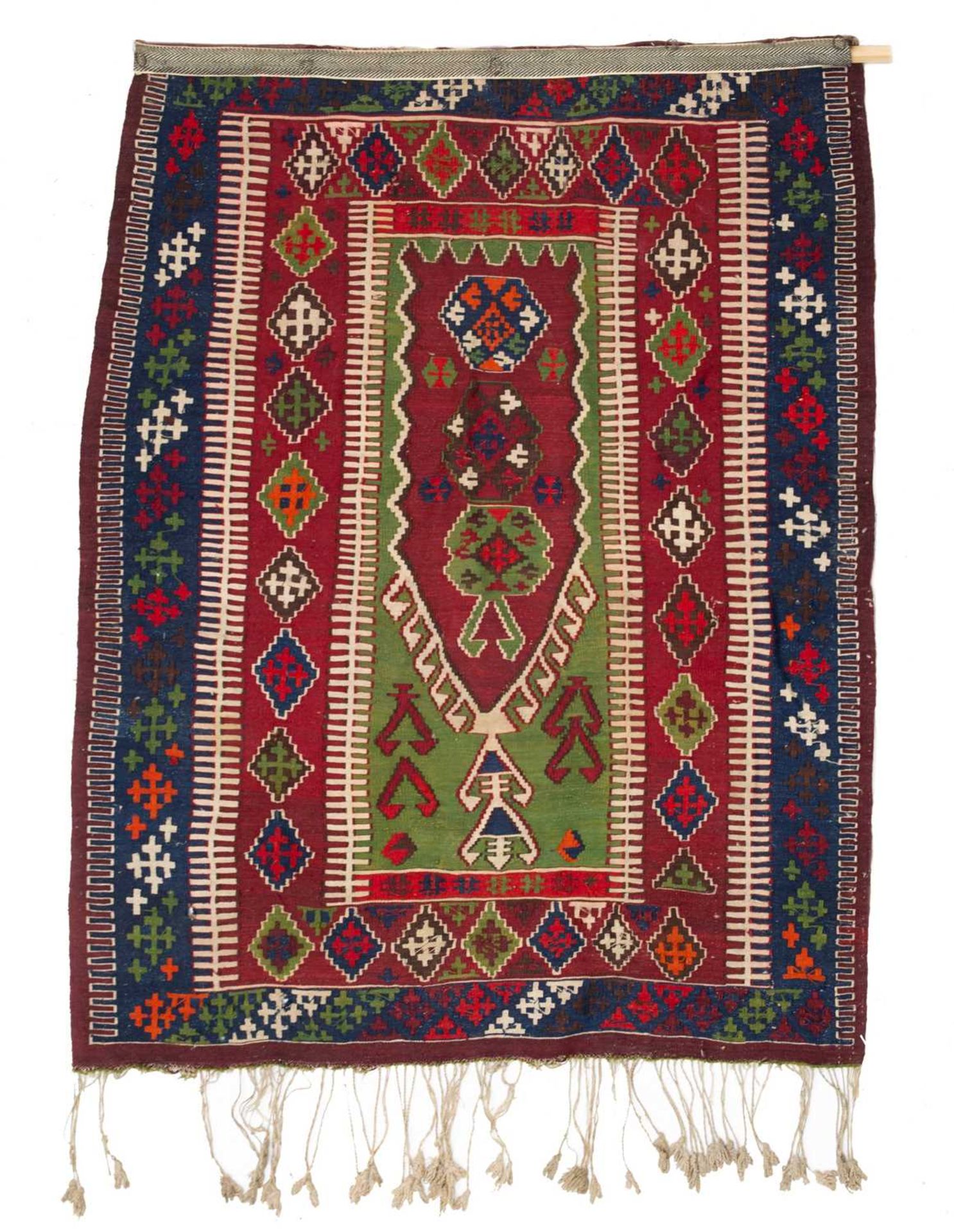 A late 19th/early 20th century Kelim polychrome rug