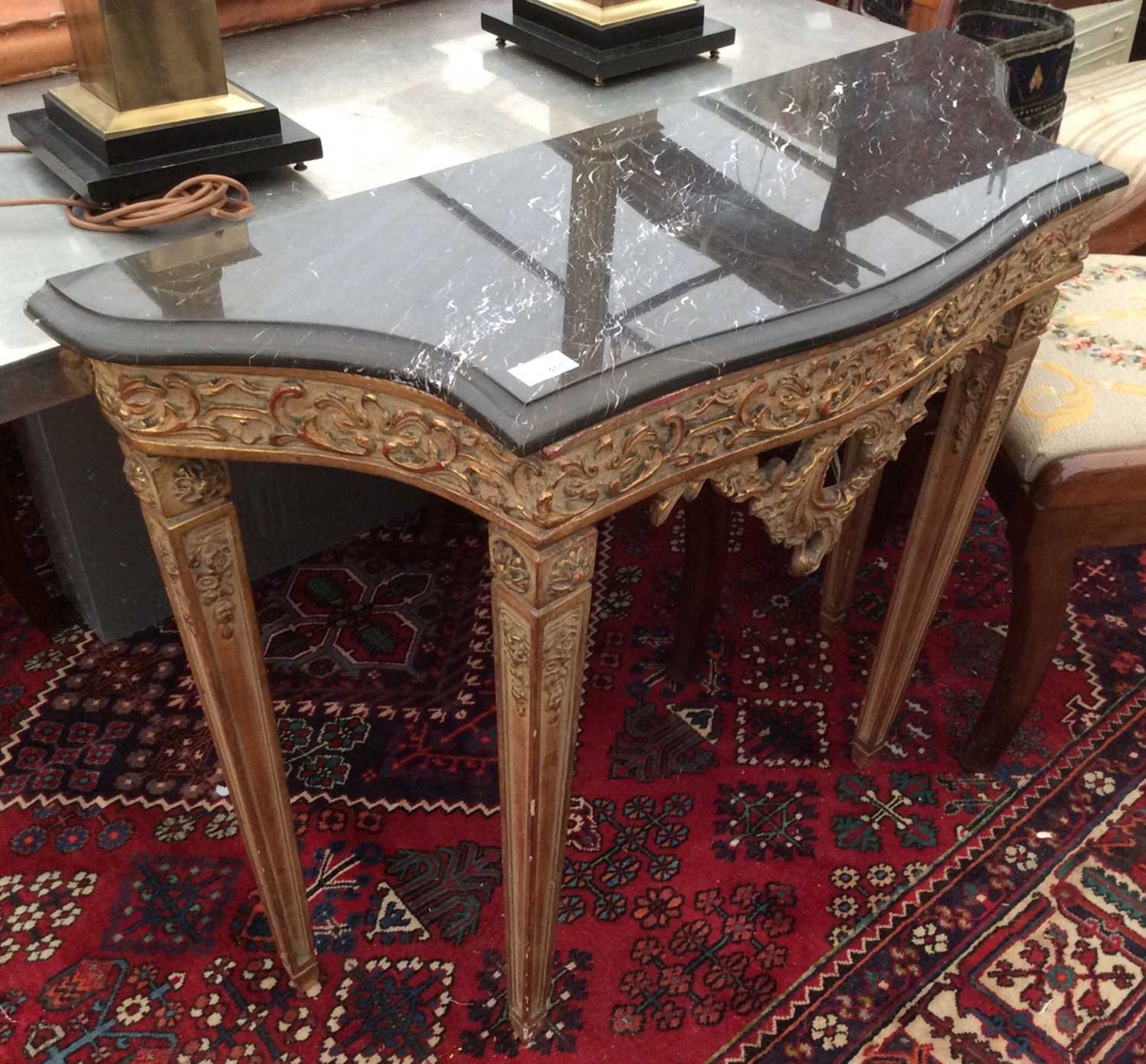 An 18th century French style ornately carved and painted giltwood console table - Image 6 of 7
