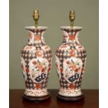 A pair of Japanese Imari style lamp bases
