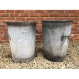 A pair of vintage two handled galvanised bins