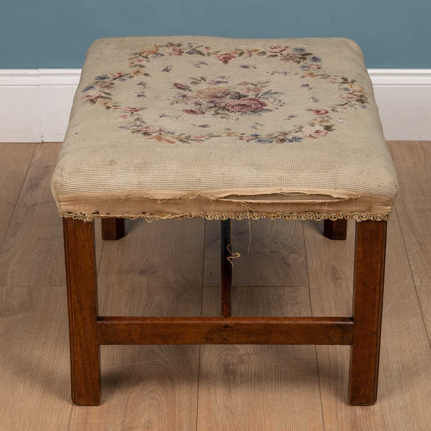A Georgian rectangular dressing stool - Image 2 of 4