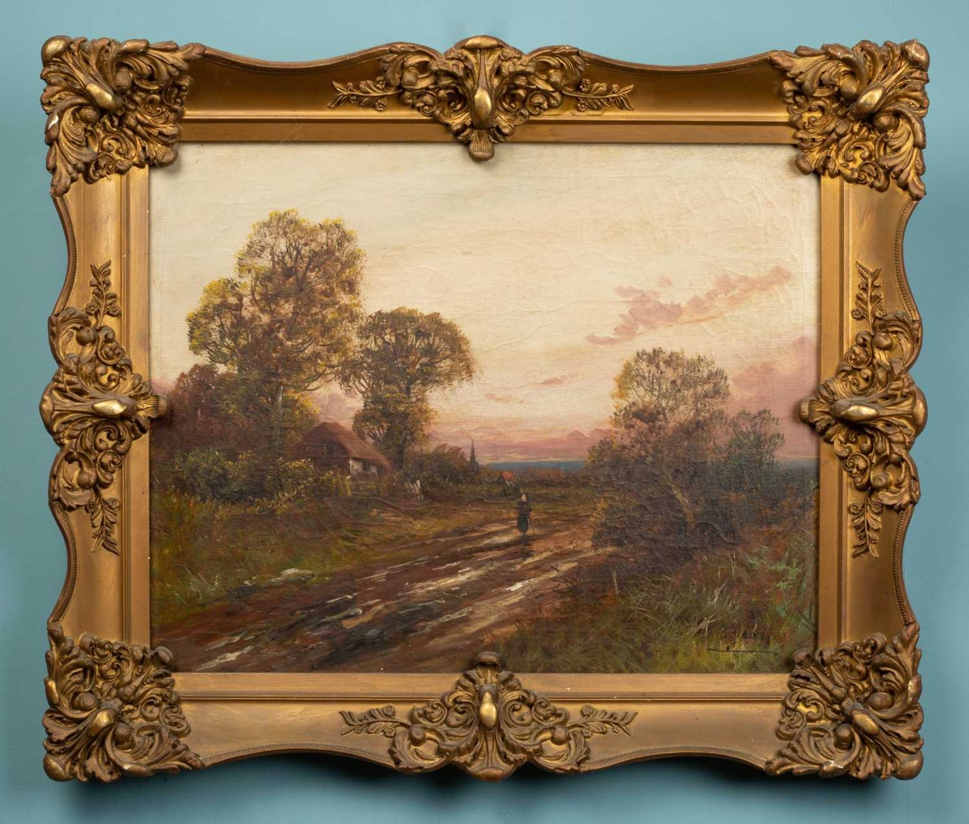 A pair of 19th century English school rural scene landscape oil paintings