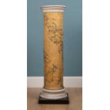An antique Italian marble topped yellow scagliola plinth