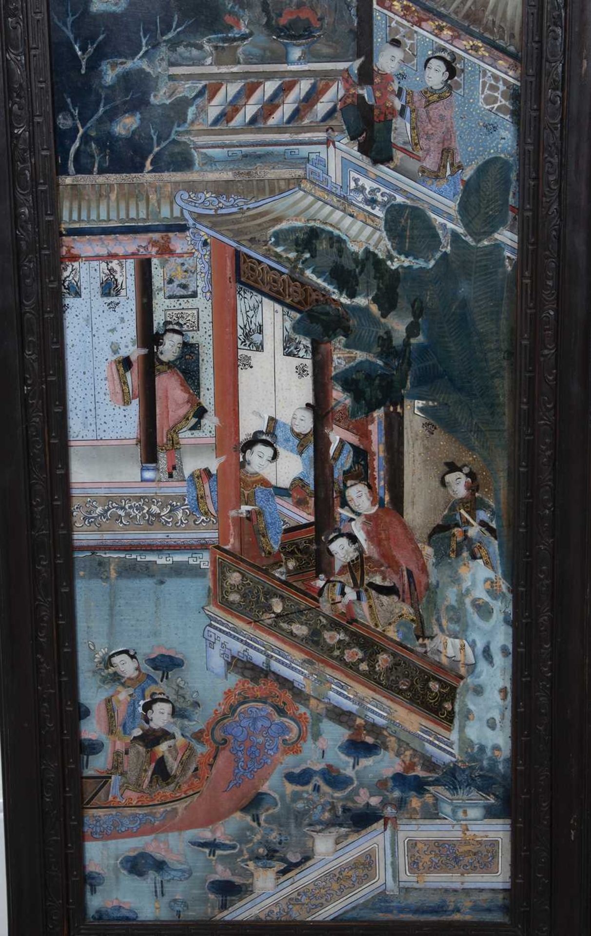 Four large Chinese reverse glass paintings - Image 4 of 14