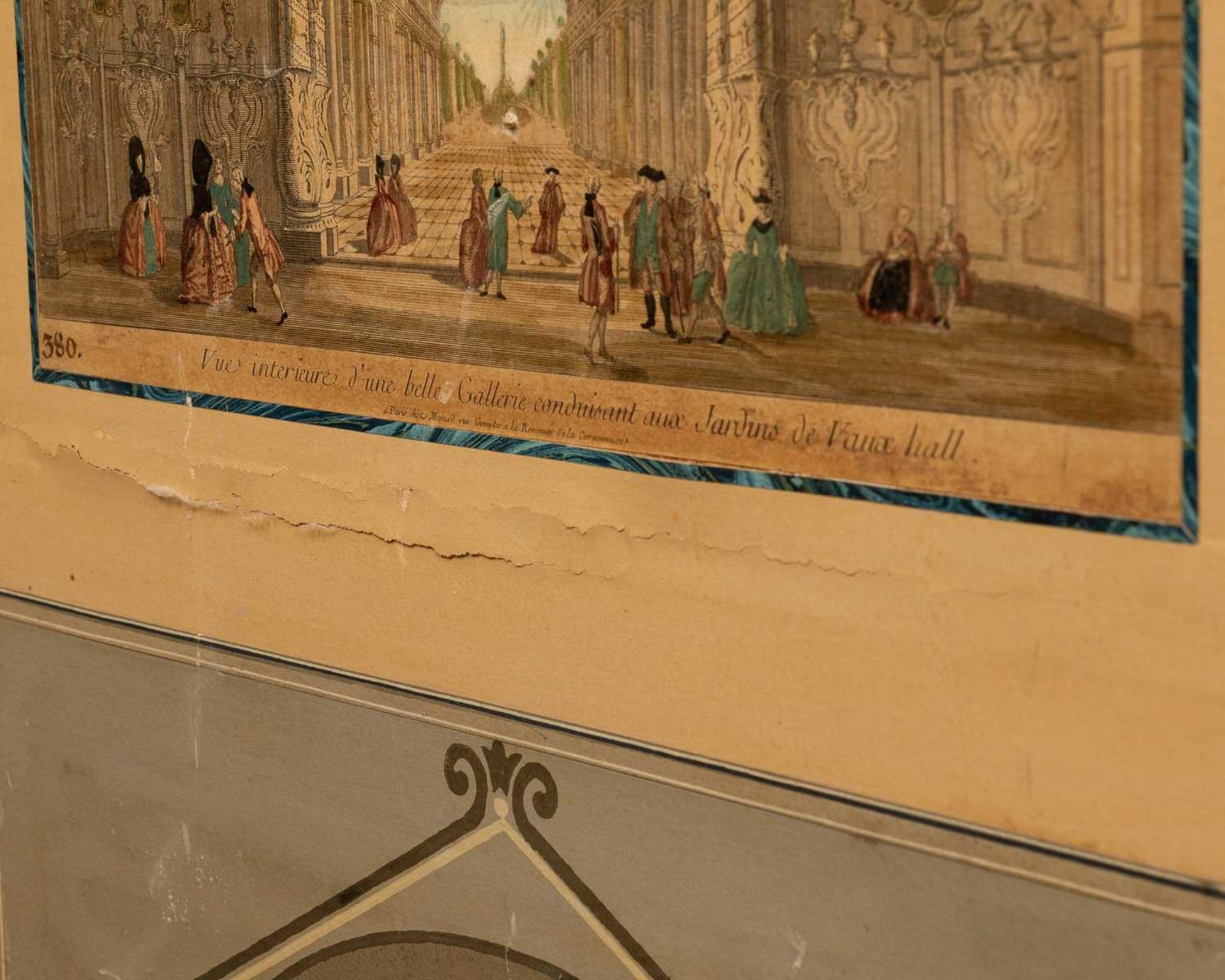 A folding canvas screen decorated with nine 18th century French etchings - Bild 6 aus 10