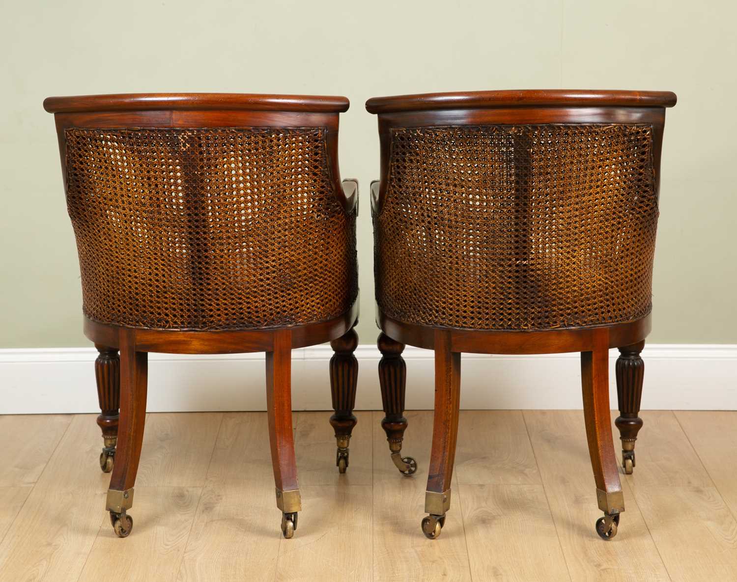 A pair of William IV style caned bergeres - Image 4 of 6