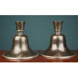 A pair of Indian Mughal style silver and brass inlaid hookah bases