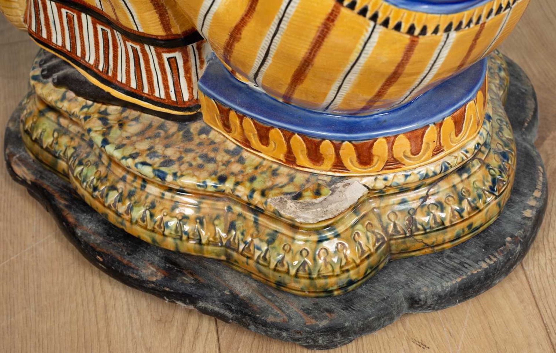 A pair of Majolica Egyptian Revival garden seats - Image 6 of 12