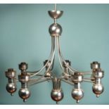A chrome chandelier