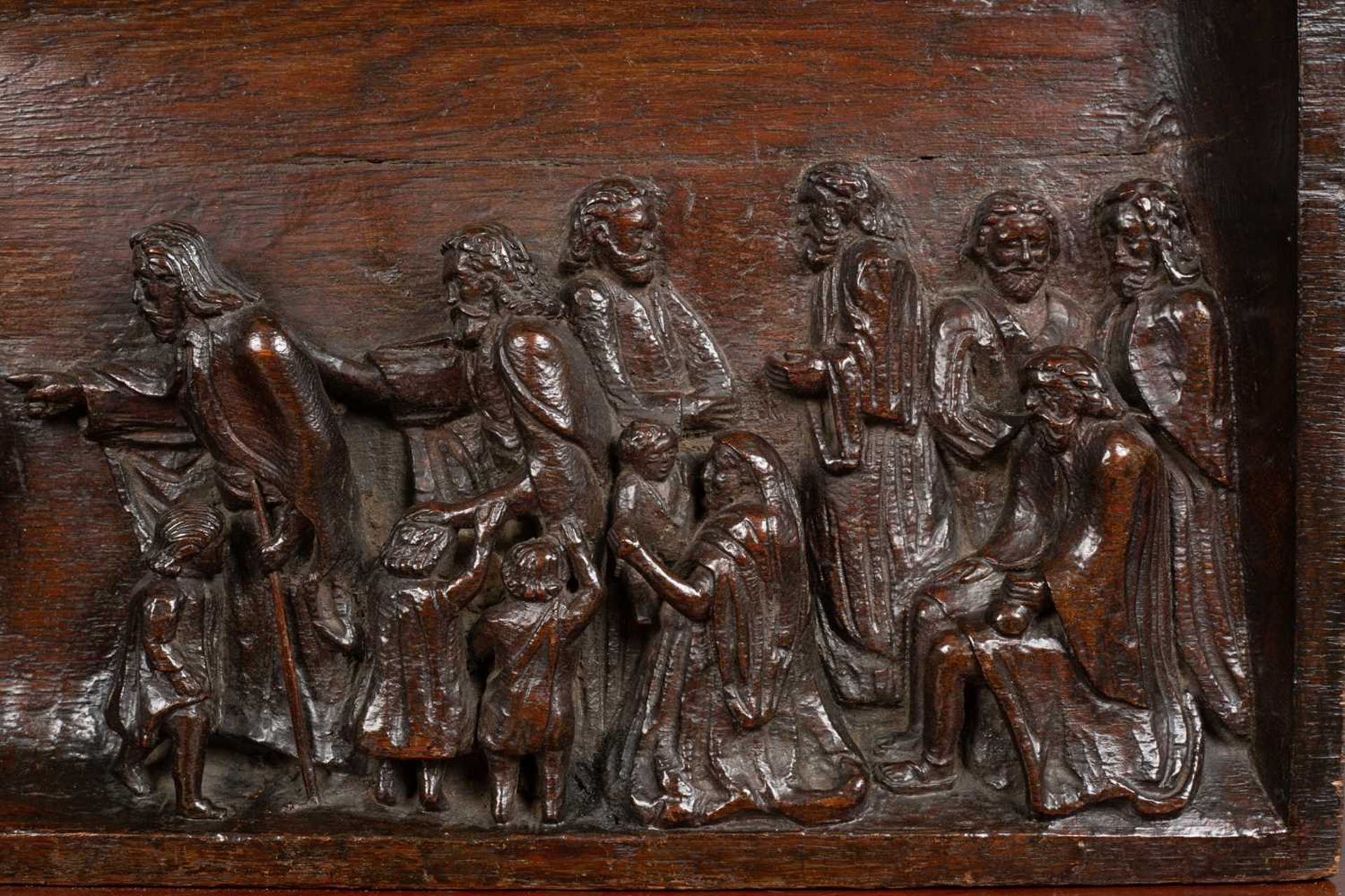 An antique oak carved figural panel - Image 3 of 3