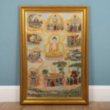 A Tibetan Thangha hanging decoration in a gilt frame, 84.5cm high x 54cm wideGood condition.