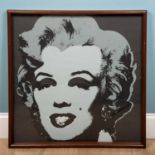 A large 'Marilyn' Andy Warhol style print, in a wooden frame, 83.5cm high x 83cm wideFrom the