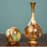 An Early 20th century Royal Worcester vase, decorated with peacocks by Walter Sedgley (signed