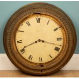 A circular gilt wall clock, in need of restoration, no pendulum or key, and with losses to the case,