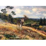 William Gislander (1890 - 1937), 'Woodland Landscape with Moose', signed 'William Gislander 1933' (