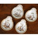 A set of four Meissen shell-shaped porcelain dishes, each 11cm wideAll in good condition. Marked