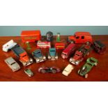 A collection of early 20th century tin plate toy cars to include Minic