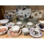 A collection of porcelain to include The Oxford Porcelain Studios hand painted dish by Leslie
