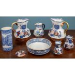 An assortment of Masons Ironstone chinaware, comprising of two large decorative Chinoserie jugs with