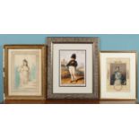 Two framed pictures of Napoleon Bonaparte, one in a gilt frame signed 'D.J. Pound', 33 x 26cm; the