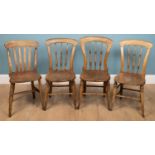 Three similar 19th century chairs and a further lath back chair, all purchased originally from the