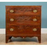 A 19th century mahogany small chest of drawers, with three drawers with oval brass handles,Used