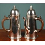 An antique matching silver plated coffee pot & hot water jug, marked H&Co, possibly Heeley & Co.,