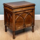 A carved cabinet, with detail on the sides, mahogany, 61cm w x 46cm d x 70cm hUsed condition with