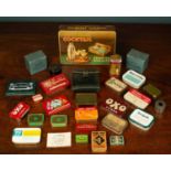A collection of old tins and packaging cases for needles; Altoids Digestion Mints; Regesan Catarrh