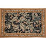 A large floral needlepoint wall hanging, with Adam Flude Rugs certificate of authenticityGood used