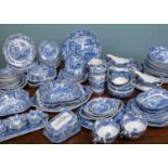 A Copeland Spode's Italian blue and white dinner service comprising of six trays, a large plate,