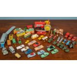 A quantity of assorted toy cars, trucks and trains Used condition.