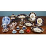 An assortment of John Ridgway porcelain and other items