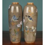 A pair of Japanese Satsuma porcelain vases