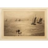 William Lionel Wyllie, coastal scene with sailboats