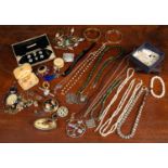 A collection of jewellery and costume items