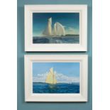 Mark Cotterell (contemporary), a pair of paintings of yachts at sea
