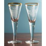 A pair of large toasting glasses
