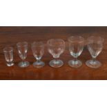 An assortment of six antique glass rummers