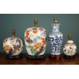 A group of four Chinese table lamps