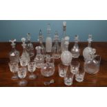 A collection of various 19th century and later decanters