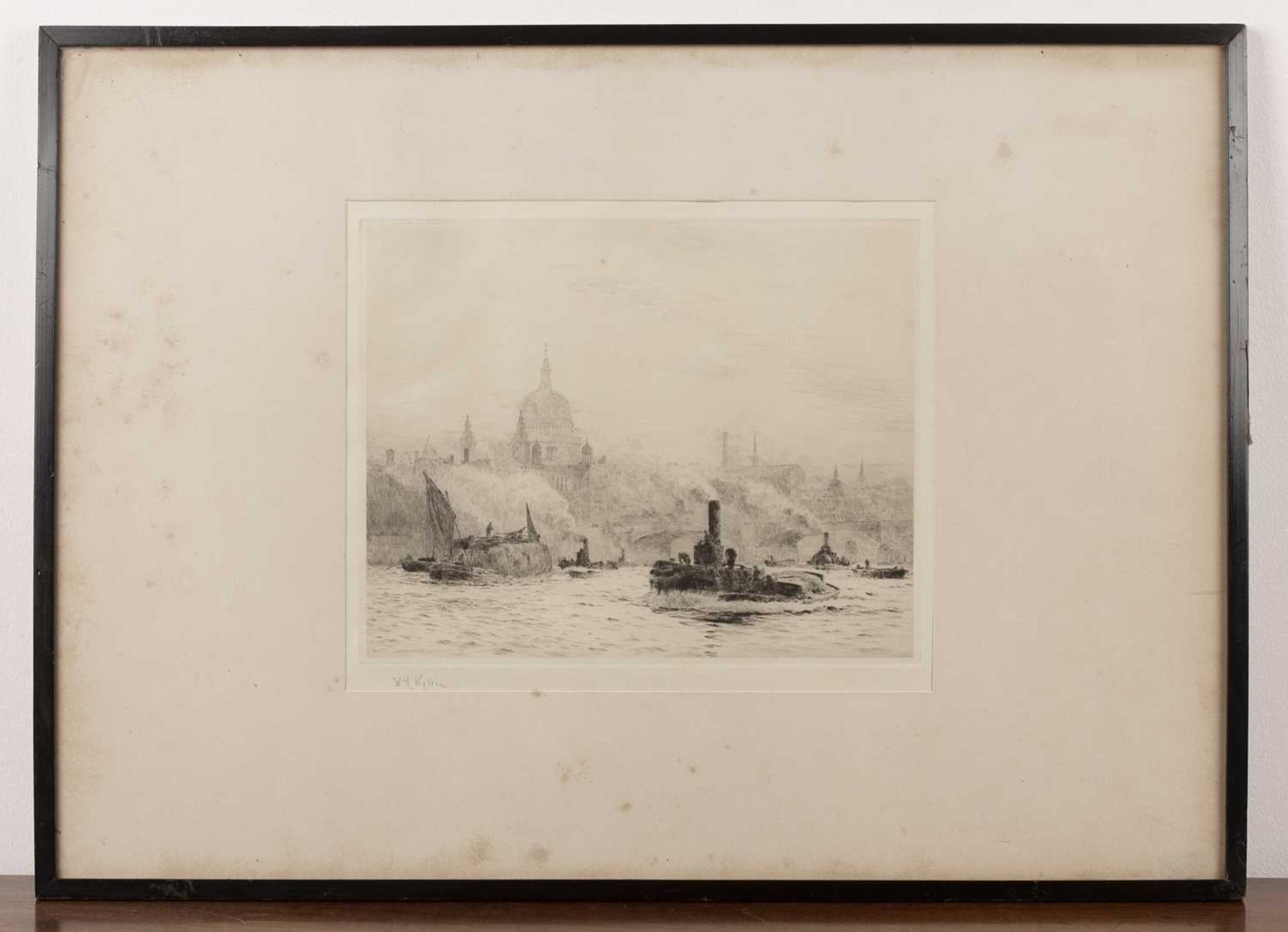 William Lionel Wyllie (1851-1931) 'Untitled view of the Thames, London', etching, signed in pencil - Image 2 of 9