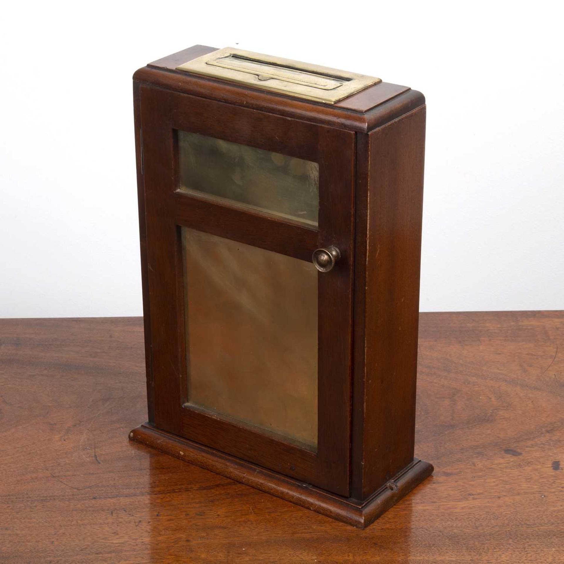 Mahogany and brass fronted ballot/vote box late 19th/early 20th Century, 25cm wide x 34cm high x - Image 2 of 5